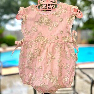 Bella Bliss Bubble Body Suit w/ Flutter Sleeves and bow ties, floral print, 18
